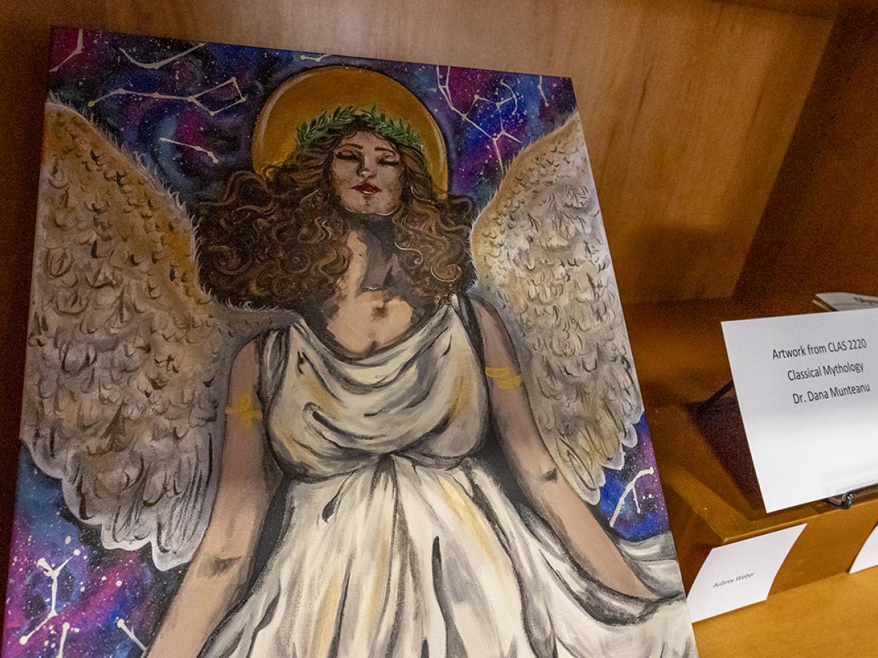 Painting of the Greek goddess Nike created by a student. 