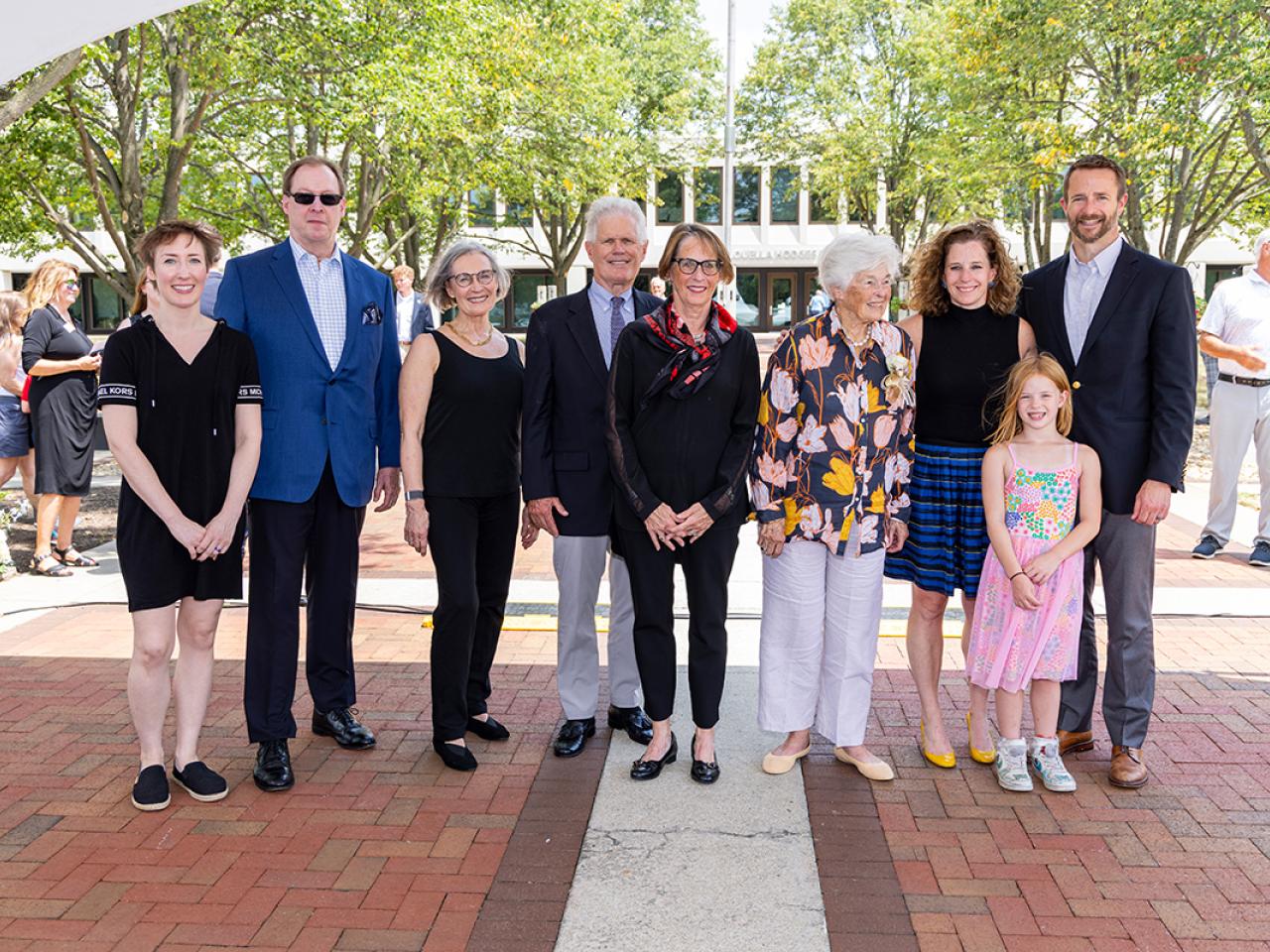 Portrait of Louella Reese and family at the ribbon cutting ceremony of the newly renovated Hodges Hall.