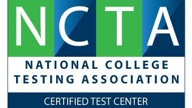Logo for the National College Testing Association with indicator for certified test center.