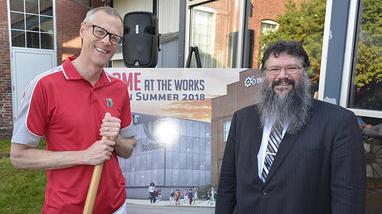 The Ohio State University Dean and Director William L. MacDonald and Michael Stamatikos, PhD, at the groundbreaking of the SciDome planetarium.