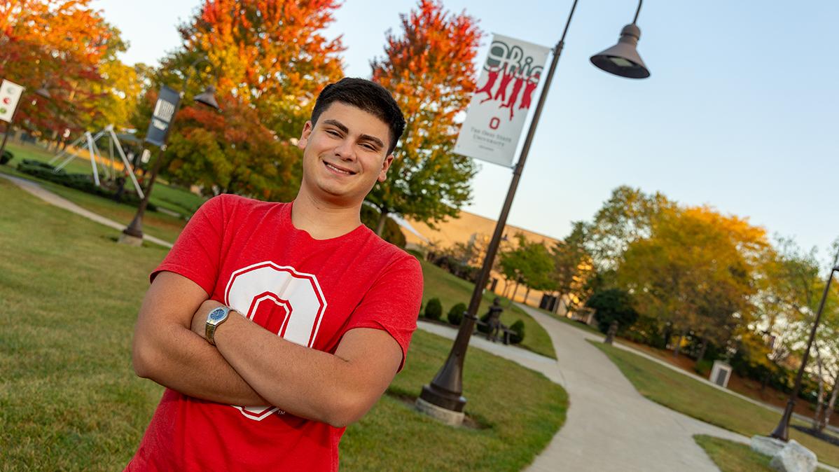 Portrait of Mitchell Mazzone outside the Newark campus.