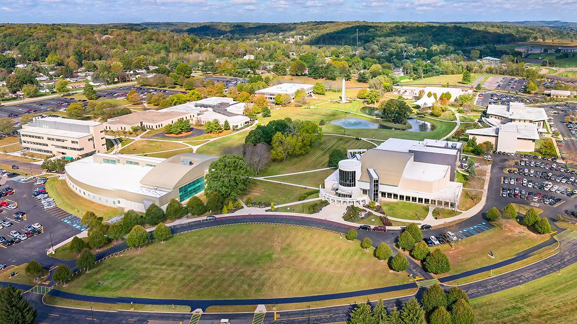Aerial view of the Newark campus in 2021.