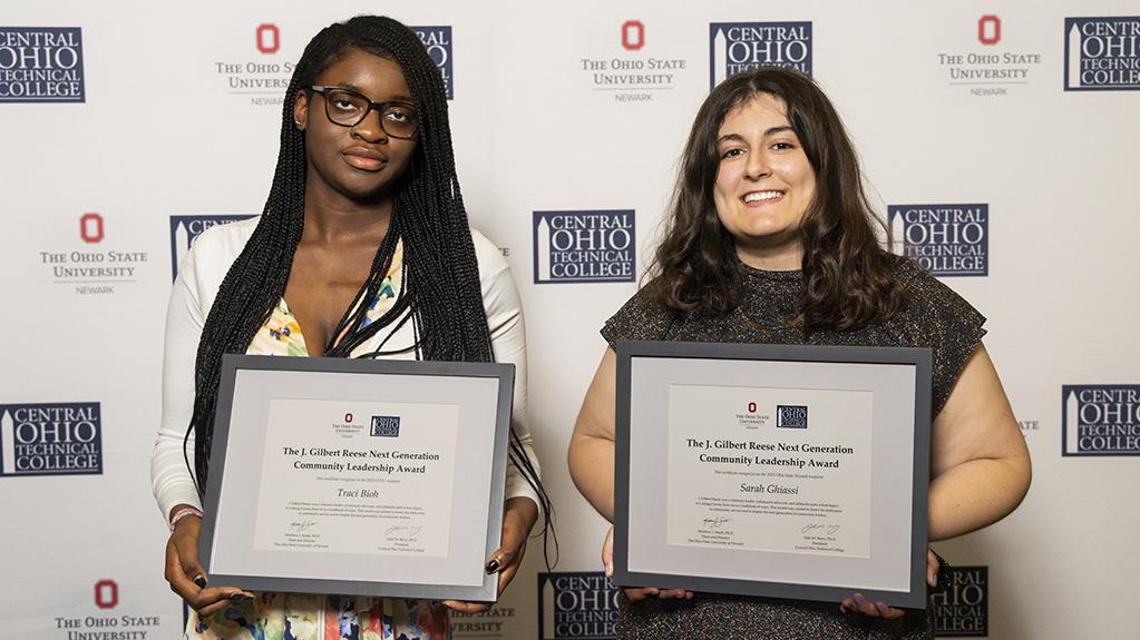 Tracy Bioh and Sarah Ghiassi pose with their J. Gilbert Reese Next Generation Community Leadership Awards.